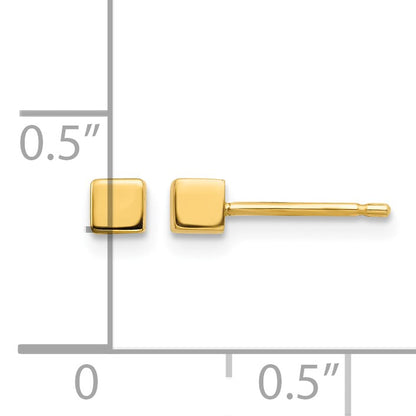 14K Polished 3mm Cube Post Earrings