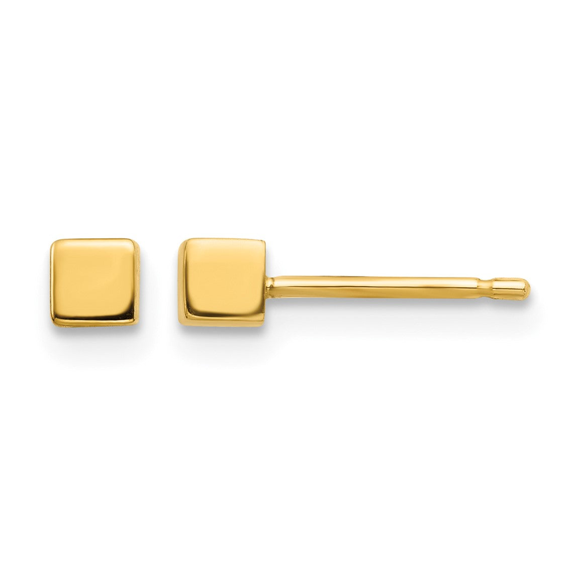 14K Polished 3mm Cube Post Earrings