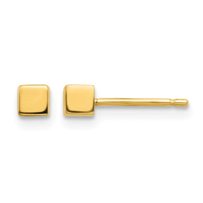 14K Polished 3mm Cube Post Earrings