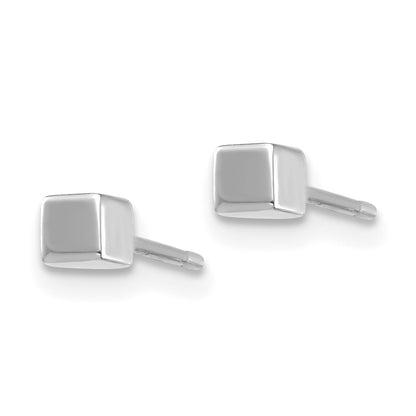 14K White Gold Polished 3mm Cube Post Earrings