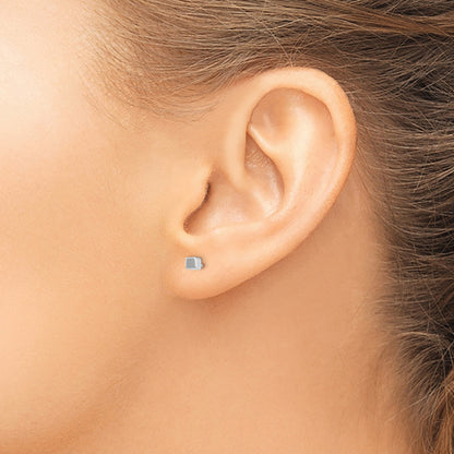 14K White Gold Polished 3mm Cube Post Earrings