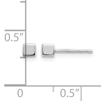 14K White Gold Polished 3mm Cube Post Earrings