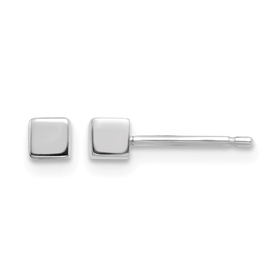 14K White Gold Polished 3mm Cube Post Earrings