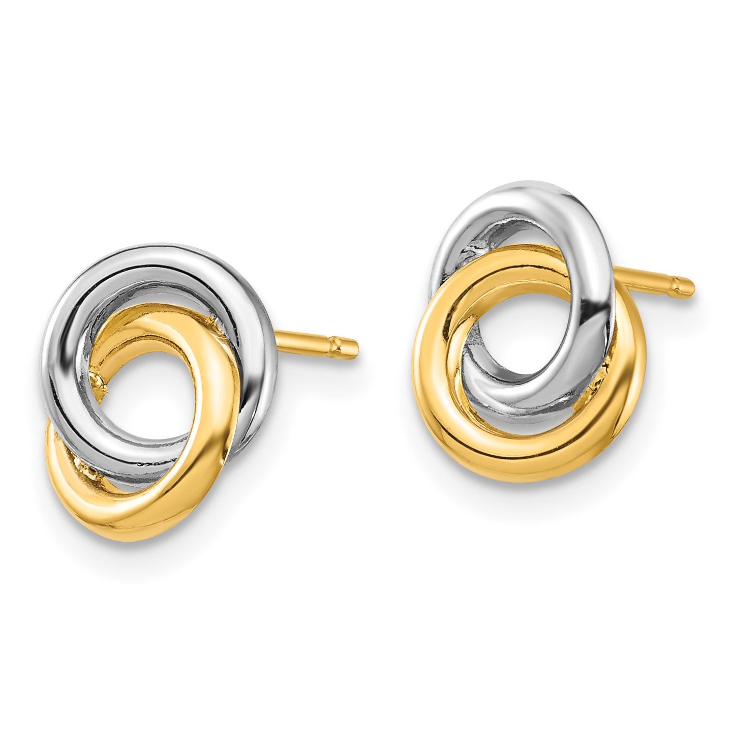 14k and White Rhodium 9.7mm Intertwined Circles Post Earrings