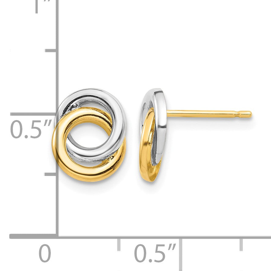 14k and White Rhodium 9.7mm Intertwined Circles Post Earrings