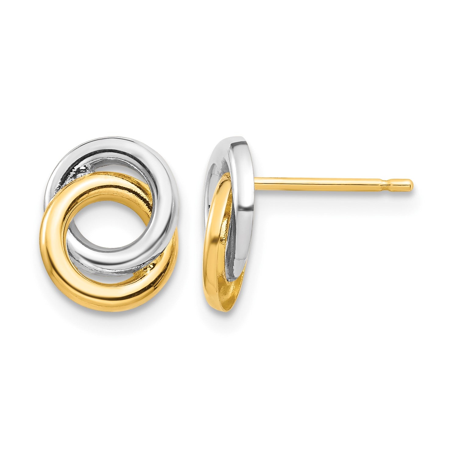 14k and White Rhodium 9.7mm Intertwined Circles Post Earrings
