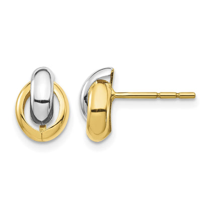14k and White Rhodium 10mm Oval Post Earrings