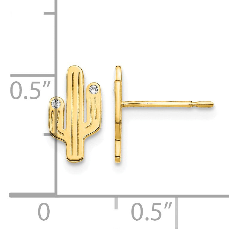 14K Cactus CZ Stud Earrings