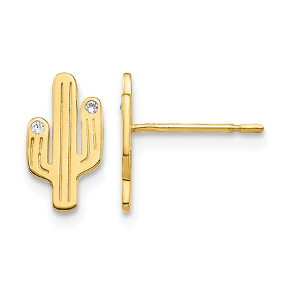 14K Cactus CZ Stud Earrings