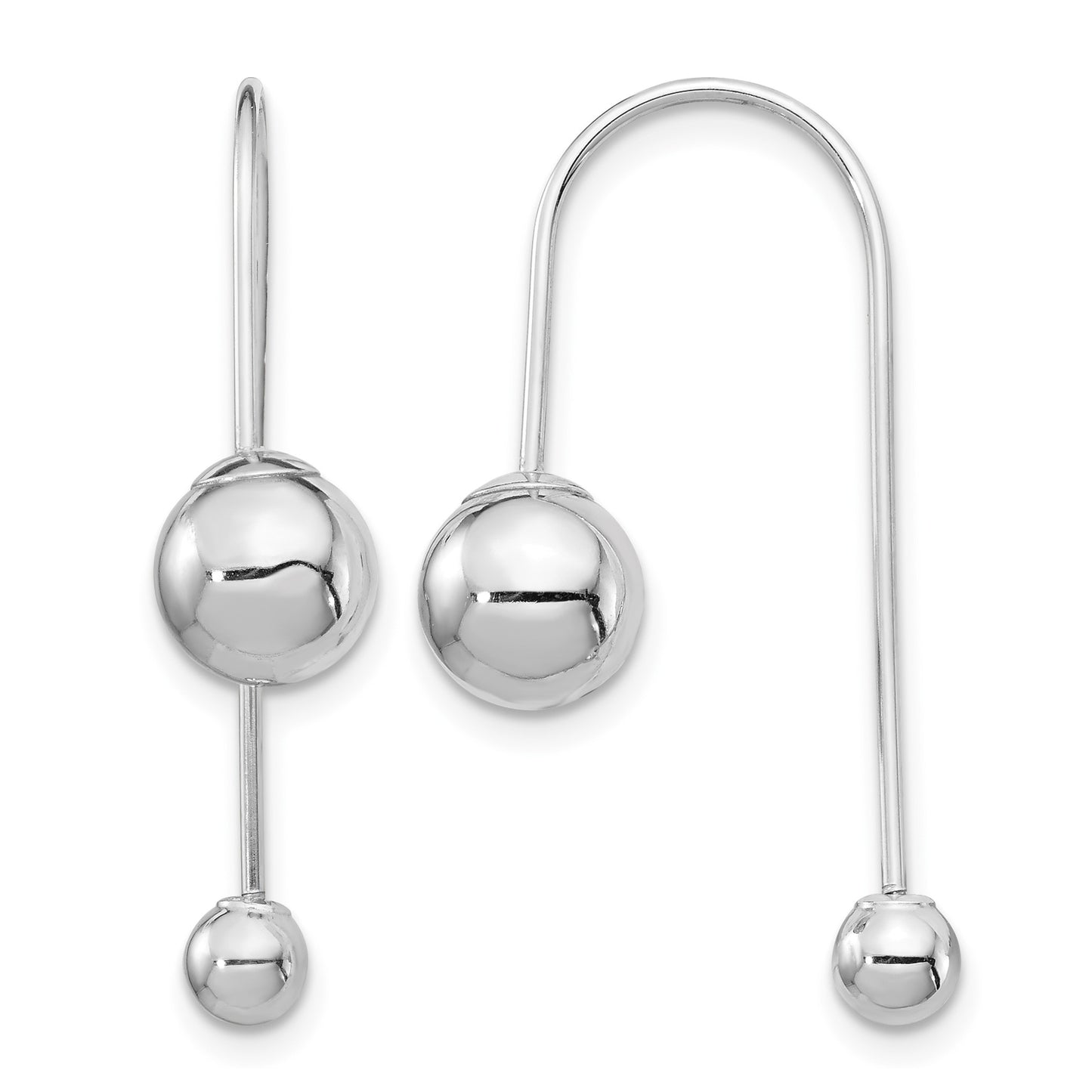 14K White Gold 8mm Bead with 4mm Screw-on Bead Threader Earrings