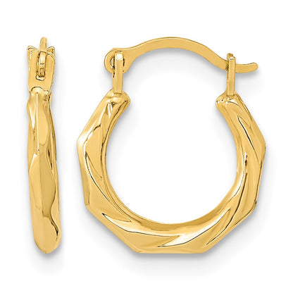 14K Polished Twist Hoop Earrings