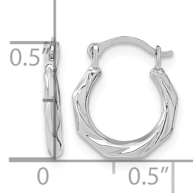 14K White Gold Polished Twist Hoop Earrings