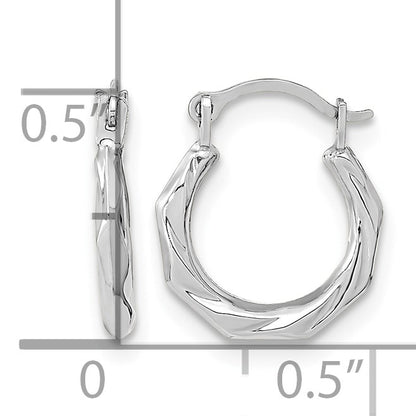 14K White Gold Polished Twist Hoop Earrings