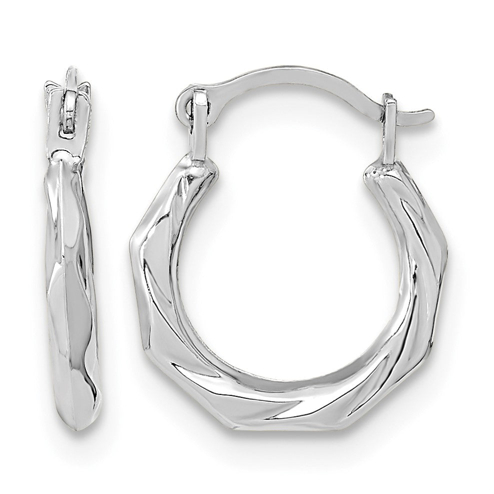 14K White Gold Polished Twist Hoop Earrings