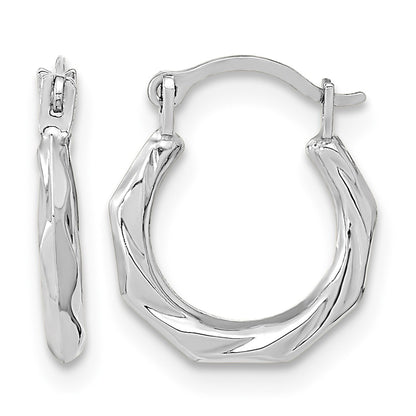 14K White Gold Polished Twist Hoop Earrings