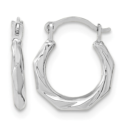 14K White Gold Polished Twist Hoop Earrings