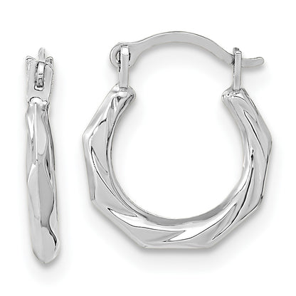 14K White Gold Polished Twist Hoop Earrings