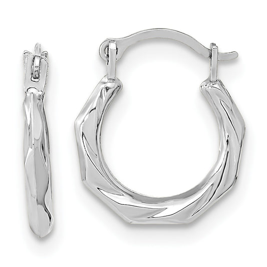 14K White Gold Polished Twist Hoop Earrings