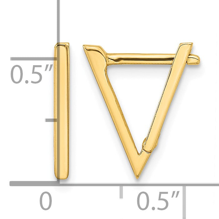 14K Polished Triangle Hoop Earrings