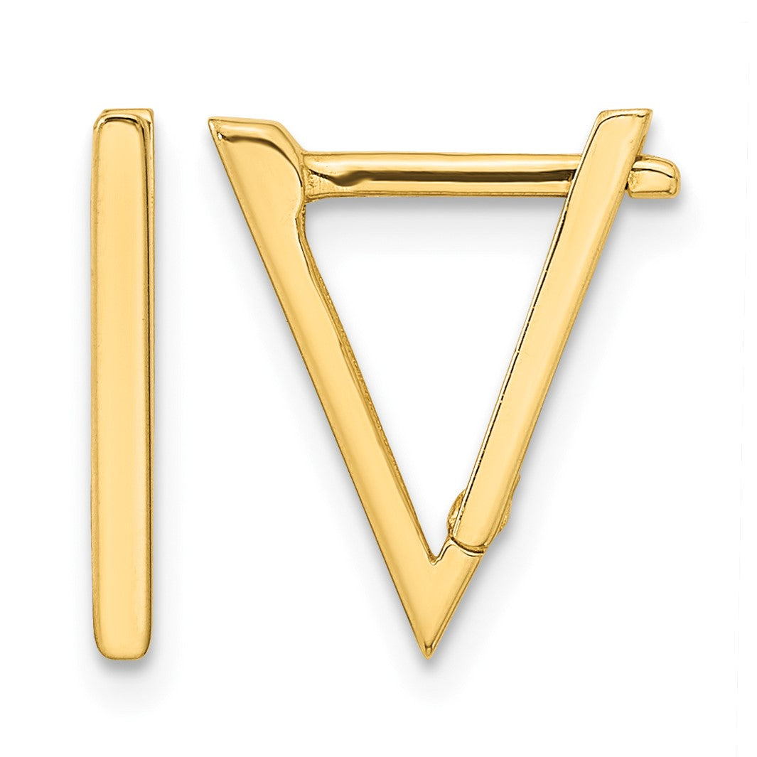 14K Polished Triangle Hoop Earrings