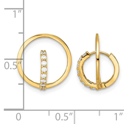 14k Yellow Gold Polished CZ Circle Huggie Hoop Earrings