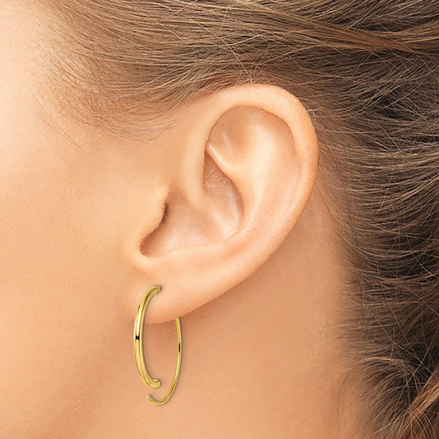 14k Polished Round Wire Threader Earrings