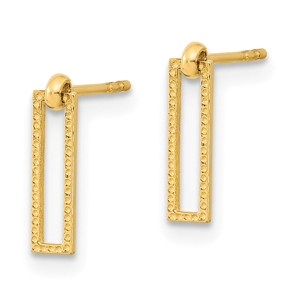 14K Polished Open Rectangle Dangle Post Earrings