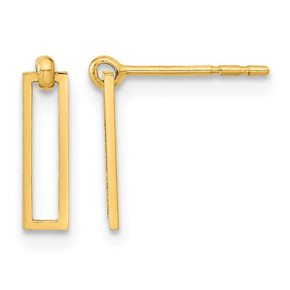 14K Polished Open Rectangle Dangle Post Earrings