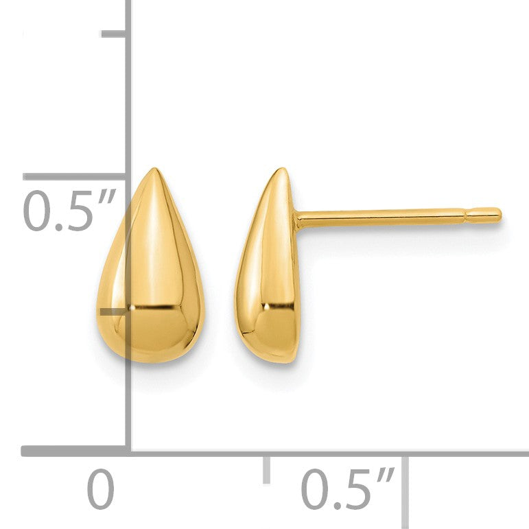 14K Polished 4.8x8.8mm Teardrop Post Earrings