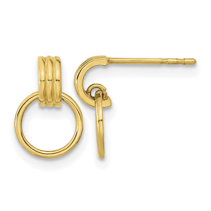 14K Polished Dangle Circle Post Earrings