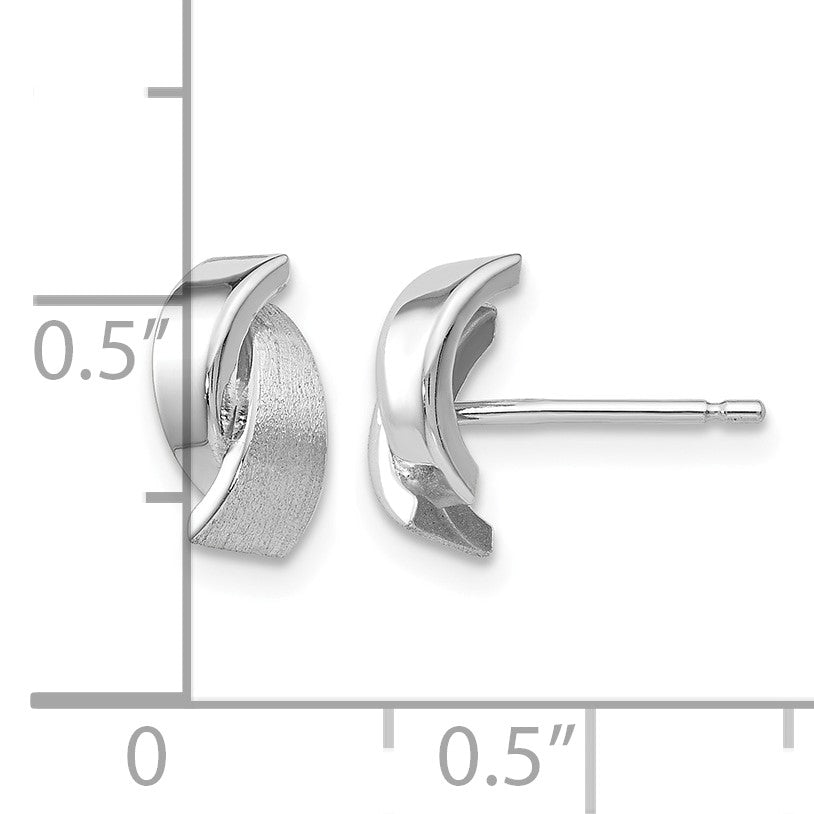 14k White Gold Polished and Satin 7x6mm Fancy Overlap Post Earrings