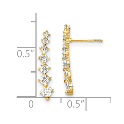 14K Polished White CZ Post Earrings