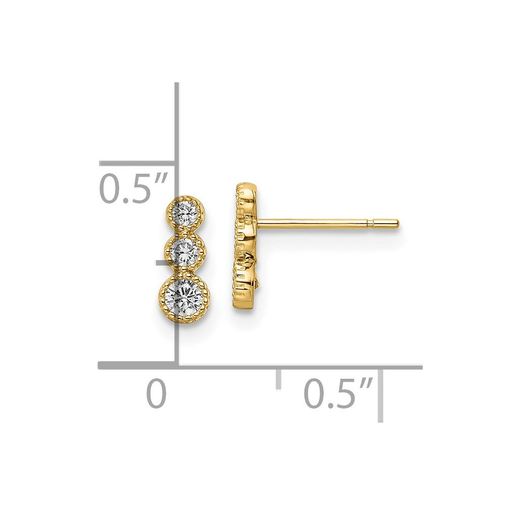 14k CZ Post Earrings