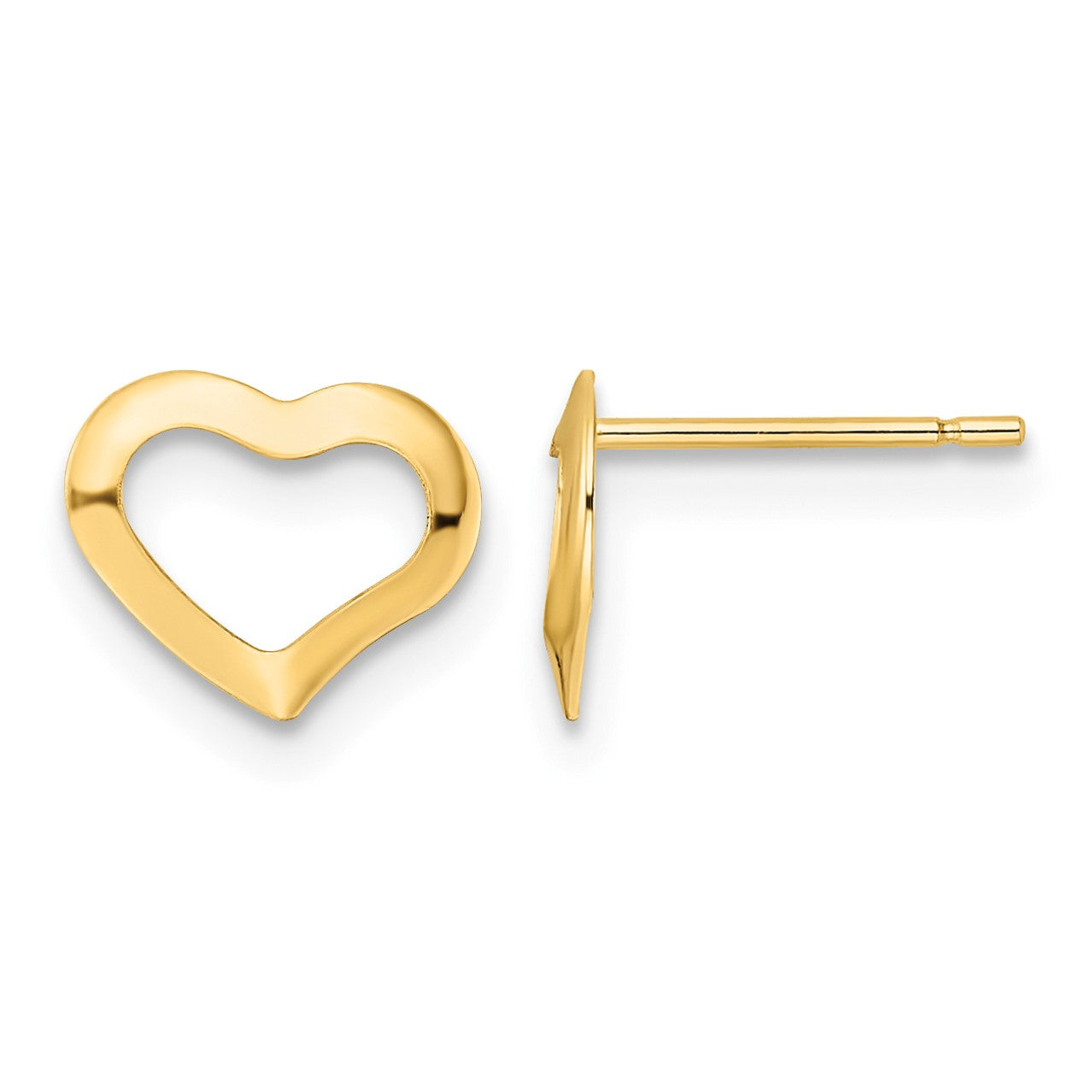 14K Polished Open Heart Post Earrings
