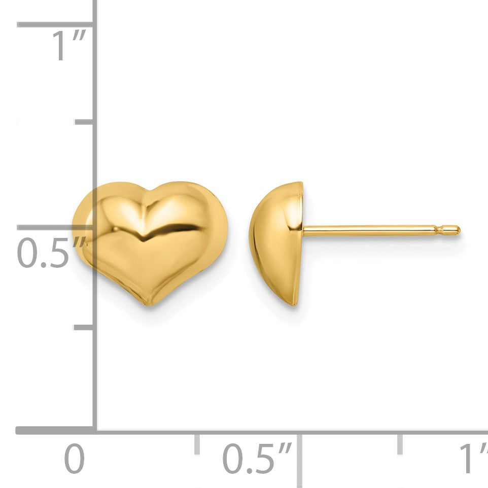 14k 7x10mm Polished Puffed Heart Post Earrings