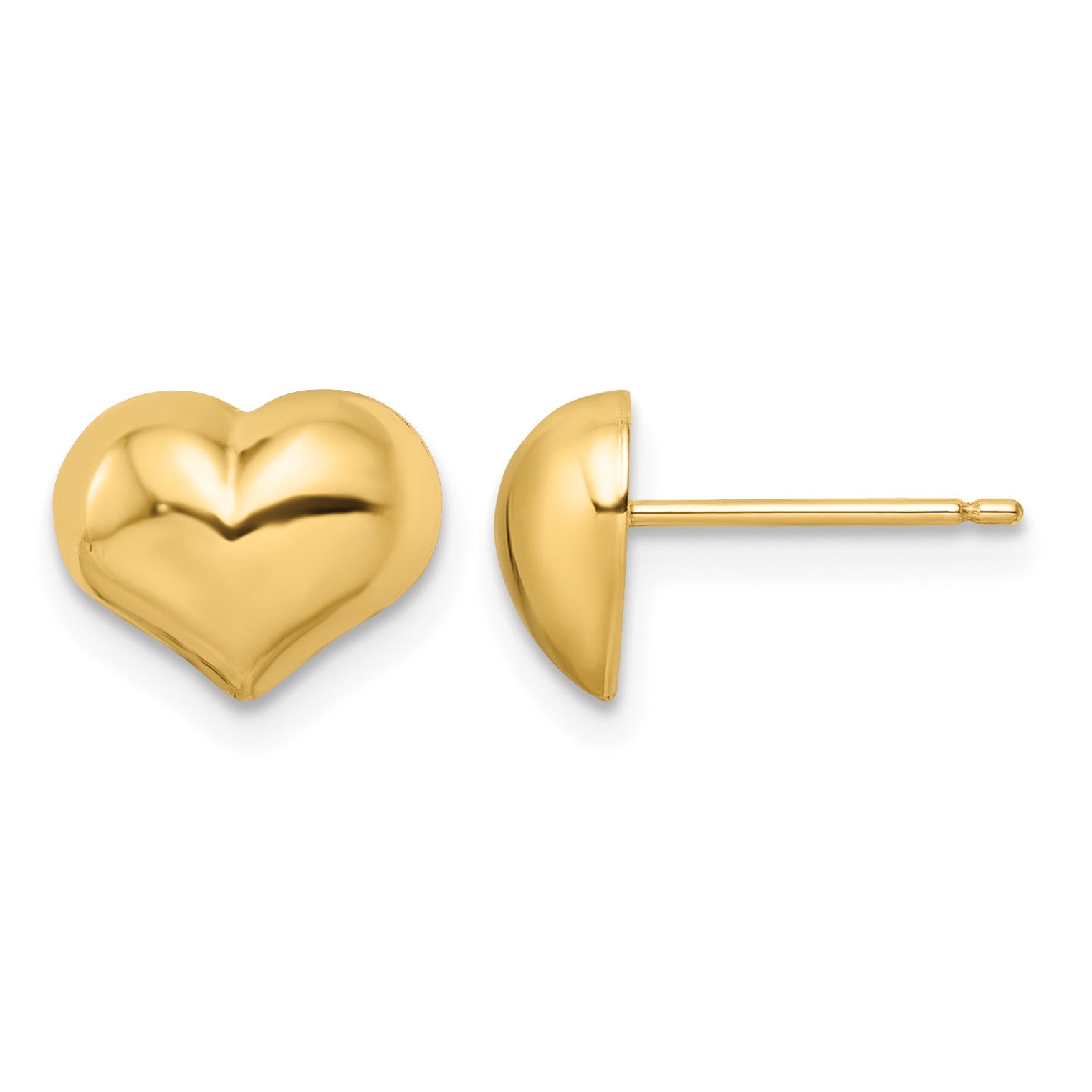 14k 7x10mm Polished Puffed Heart Post Earrings