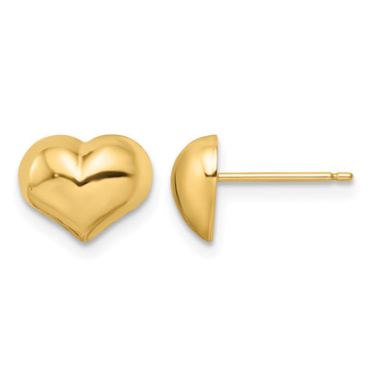 14k 7x10mm Polished Puffed Heart Post Earrings