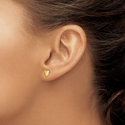 14K 6.25mm Polished Heart Post Earrings