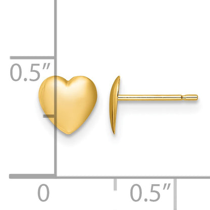14K 6.25mm Polished Heart Post Earrings