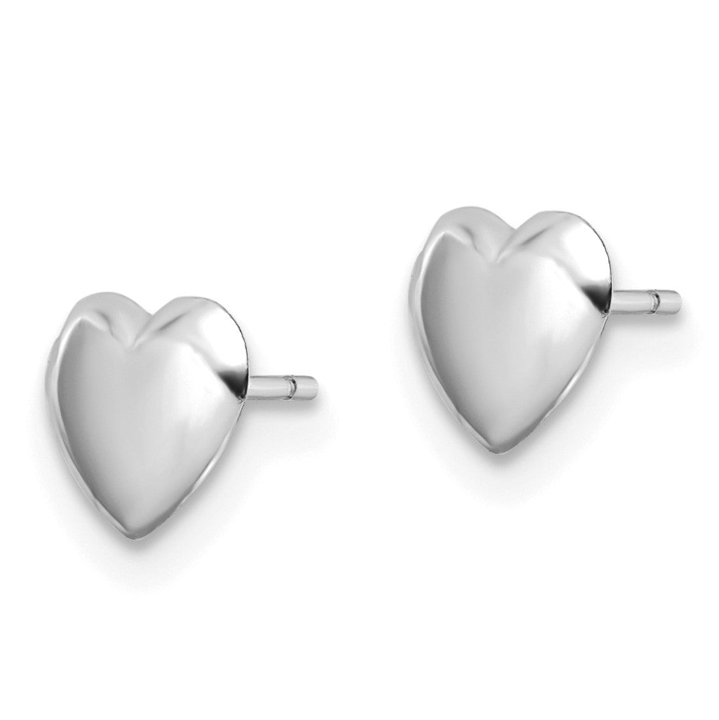 14K White Gold 6.2mm Polished Heart Post Earrings
