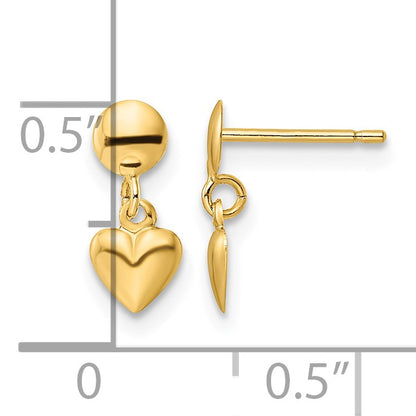 14K Polished Heart Dangle Post Earrings