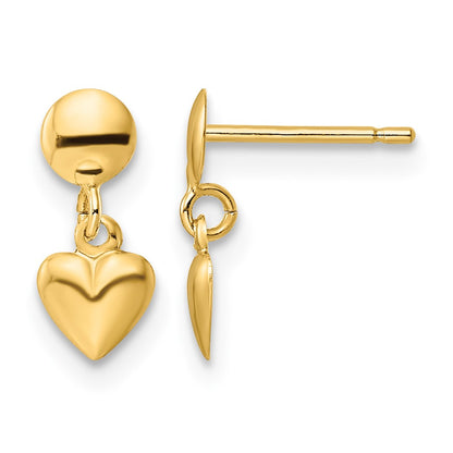 14K Polished Heart Dangle Post Earrings