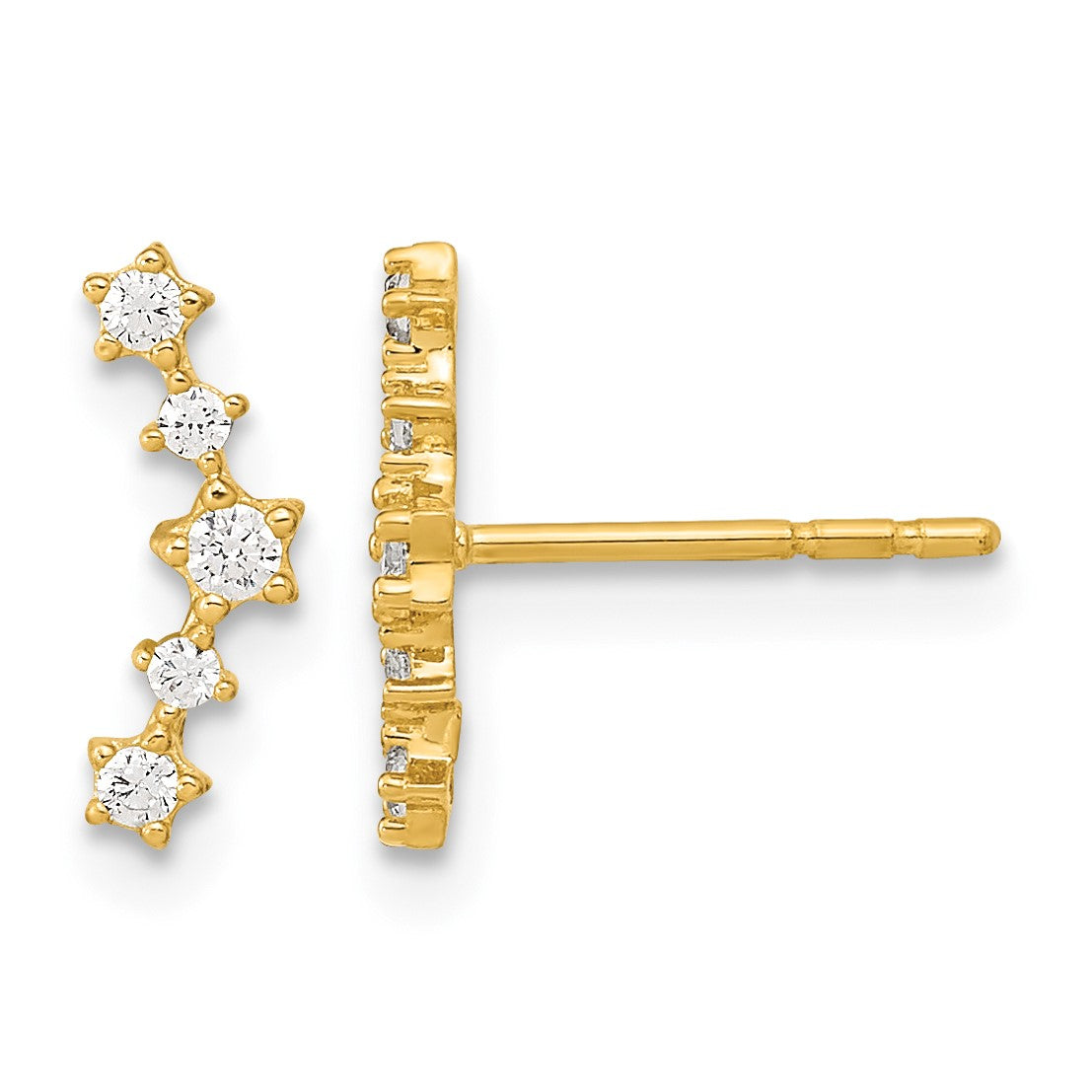 14K Polished Fancy CZ Arc Post Earrings