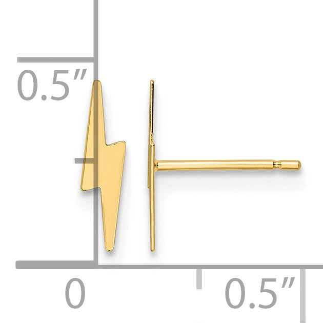 14K Polished Lightning Bolt Post Earrings