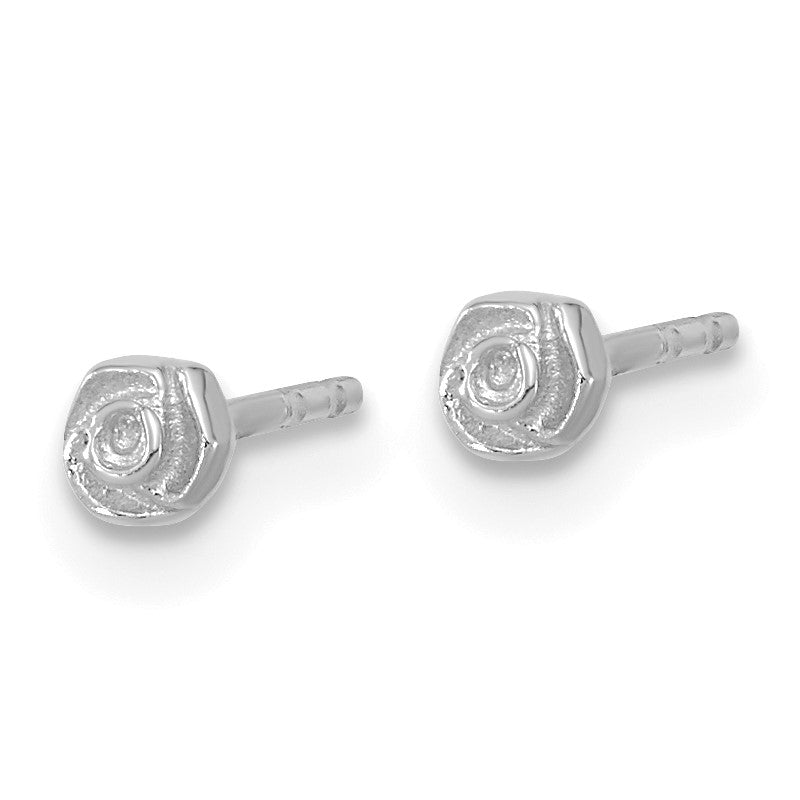 14K White Gold Polished Tiny Rose Post Earrings