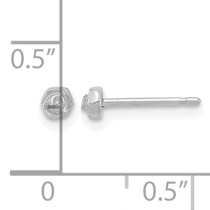 14K White Gold Polished Tiny Rose Post Earrings