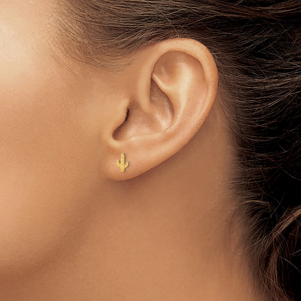 14K Polished Cactus Post Earrings