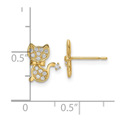 14k CZ Cat Post Earrings