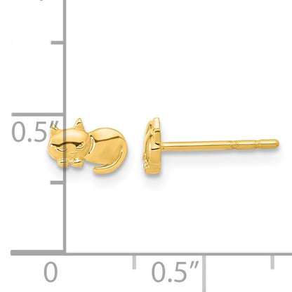 14K Polished Cat Post Earrings