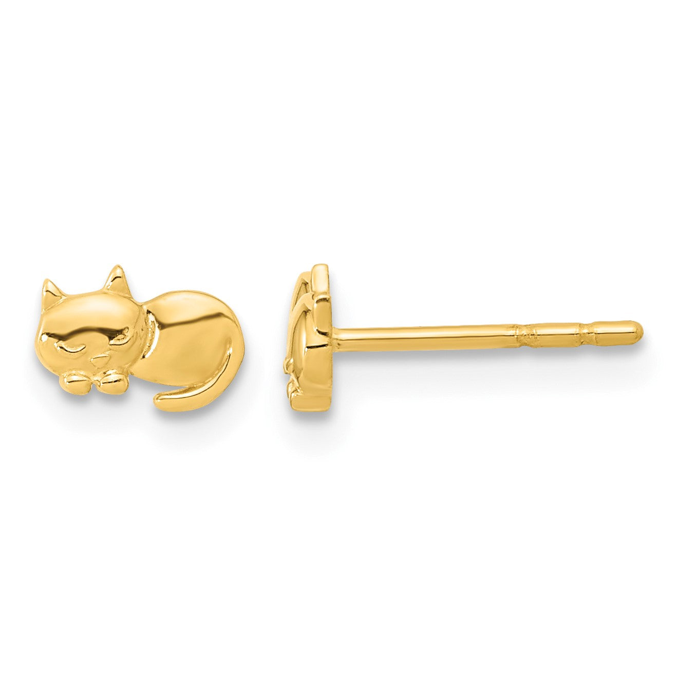 14K Polished Cat Post Earrings